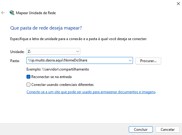 Adicionar Local de Rede