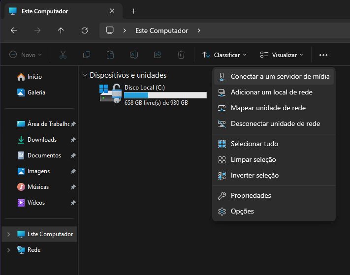 configurar o windows explorer com o servidor